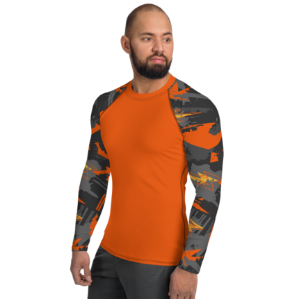 Metal Punch Orange Flash MMA, BJJ No-Gi Grappling Full-Sleeve Rash Guard Shirt