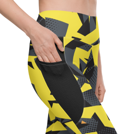 Metal Punch Vivid Yellow Workout Leggings with Pockets – Stylish & Functional Yoga Pants for Women